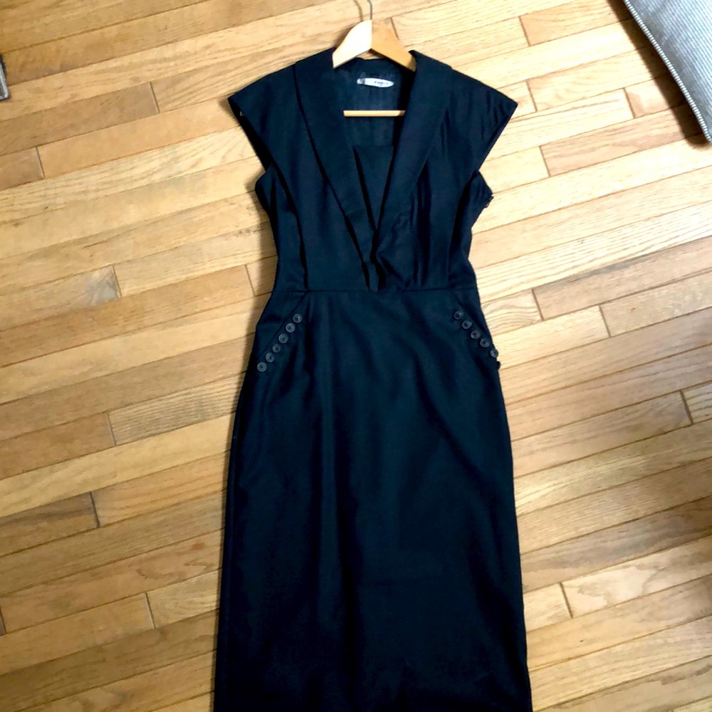Ports 1961 Classy Black Wool Sailor Dress